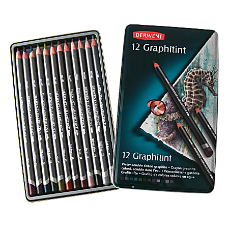 Derwent Graphitint Pencils, Assorted Colors, Set Of 12