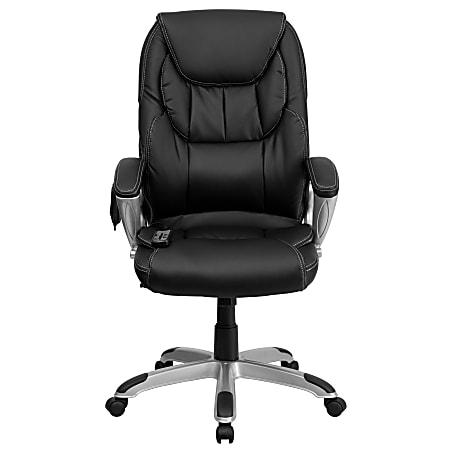 Flash Furniture Ergonomic LeatherSoft Faux Leather High Back Reclining  Swivel Chair Black - Office Depot