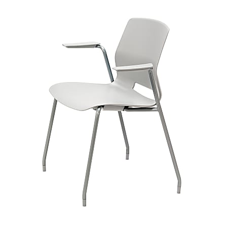 KFI Studios Imme Stack Chair With Arms, Light Gray/Silver