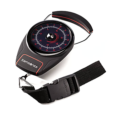 Samsonite® Manual Luggage Scale, 80-Lb Capacity, 6" x 2" x 3", Black/Red