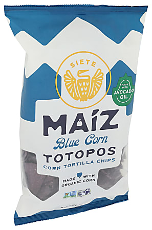 Siete Tortilla Chips, Maiz Blue Corn Totopos, 7.5 Oz, Total Qty 6