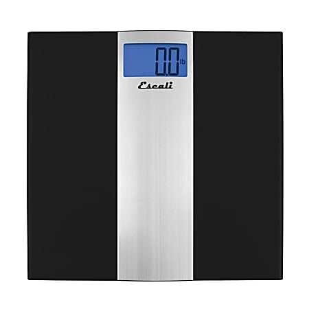 Escali Ultra-Slim 400 Lb Capacity Bathroom Scale, 3/4”H x 11-13/16”W x 12-1/4”D, Black/Silver
