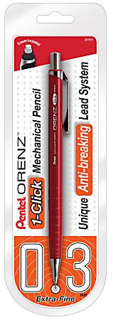 Pentel® Orenz™ Mechanical Pencil, 0.3mm, B Lead, Red Barrel