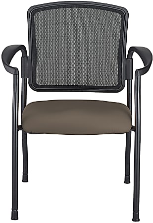 WorkPro® Spectrum Series Mesh/Vinyl Stacking Guest Chair With Antimicrobial Protection, With Arms, Java, Set Of 2 Chairs, BIFMA Compliant