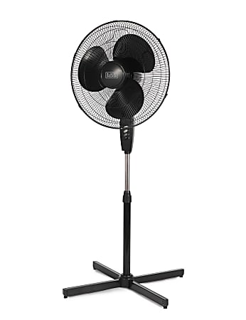 Black+Decker Pedestal Fan, 52”H x 27-5/8”W x 27-5/8”D, Black