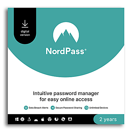 NordVPN NordPass Password Service 2024, Unlimited Devices, 2-YR Subscription, Windows/IOS, Download