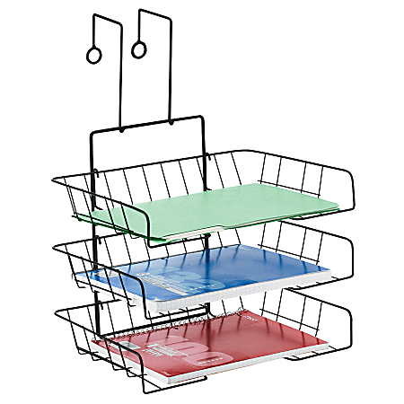 Office Depot® Brand Partition Wire Triple Tray, Black