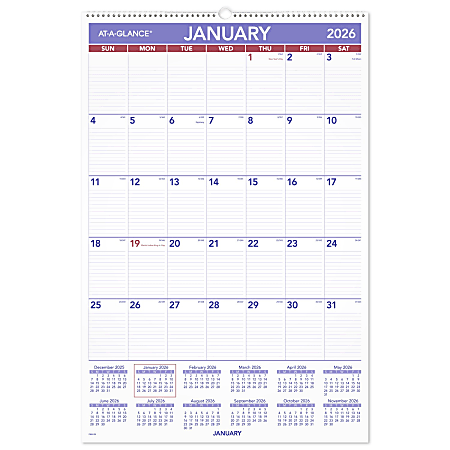 AT-A-GLANCE® 2026 Monthly Wall Calendar, Large, 20" x 30"