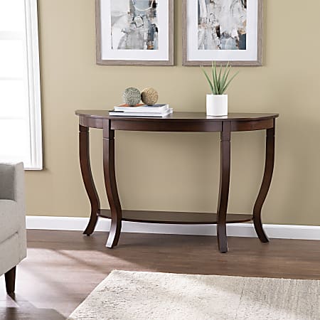 SEI Furniture Findlay Demilune Console Table, 30-1/4”H x 48”W x 17”D, Brown