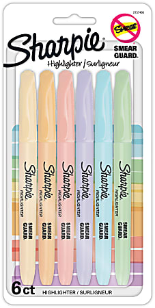 Sharpie® Accent Pocket Highlighters, Chisel Tip, Assorted Barrels, Assorted Mild Pastel Ink, Pack Of 6 Highlighters