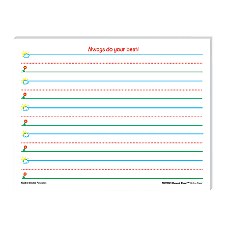 Teacher Created Resources® Smart Start K-1 Writing Filler Paper, 11" x 8 1/2", 100 Sheets (200 Pages), Pack Of 4