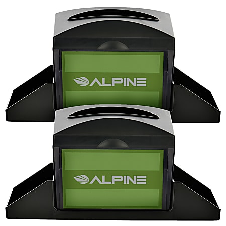 Alpine Tabletop Interfold Napkin Dispensers With Caddies, Black,