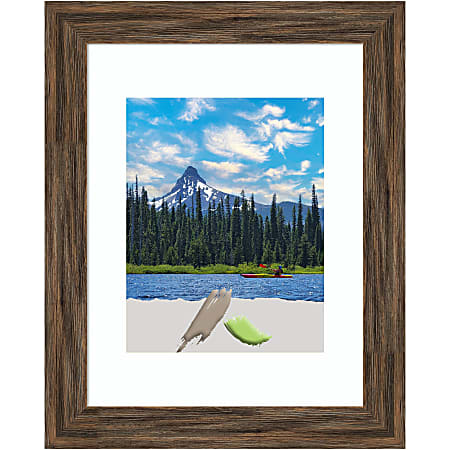 Amanti Art Regis Barnwood Narrow Wood Picture Frame, 14" x 17", Opening Size 11" x 14" (Matted To 8" x 10"), Mocha