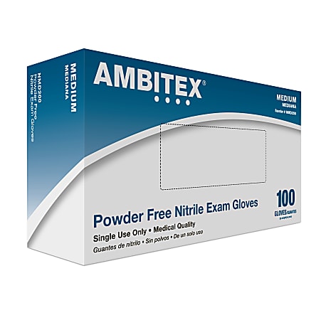 Tradex International Powder Free Nitrile Exam Gloves Medium Blue Box Of ...