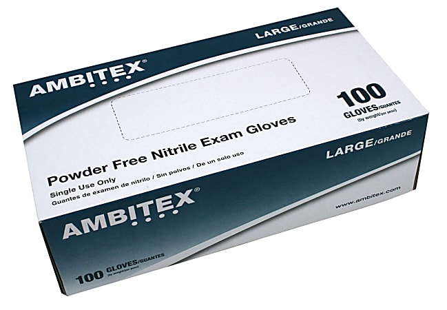 Tradex International Powder-Free Nitrile Exam Gloves, Large, Blue, Box Of 100