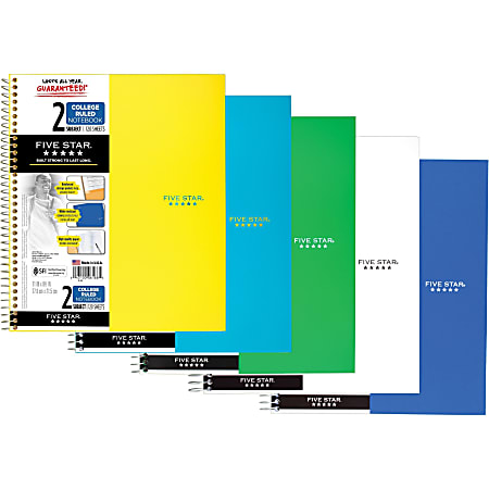 Five Star Notebook 6 x 9 12 2 Subjects College Ruled 100