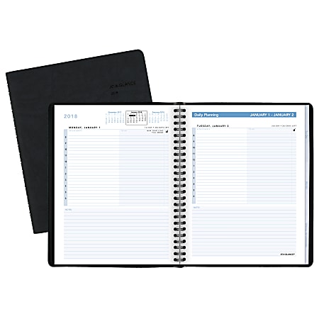 AT-A-GLANCE® The Action Planner® Daily Appointment Book, 6 5/8" x 8 3/4", Black, January to December 2018 (70EP0305-18)
