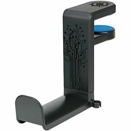 Enhance Clip-On Headphone Mount - Black - Clip-on Mounting, 360&deg; Rotation, Adjustable, Spring Loaded, Residue-free, Cable Loop