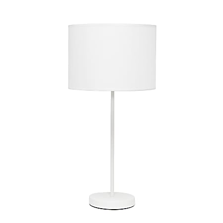 Simple Designs Stick Lamp With Fabric Shade, 19-12"H, White Shade/White Base