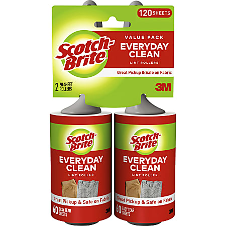 Scotch-Brite Lint Roller - Polyethylene Terephthalate (PET) Bristle - Black Handle - 2 Each Scotch-Brite Lint Roller - Polyethylene Terephthalate (PET) Bristle - Black Handle - 2 Each