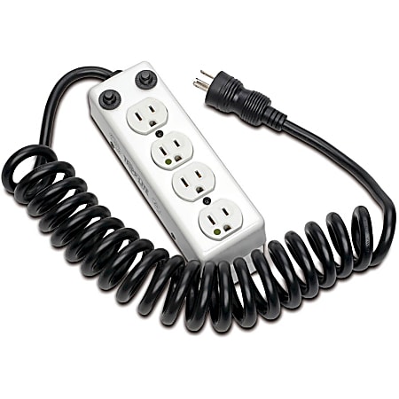 Eaton Tripp Lite Series Safe-IT Power Strip Hospital Medical Antimicrobial 4 Outlet UL1363A 3'-10' Coiled Cord - PS410HGOEMCC