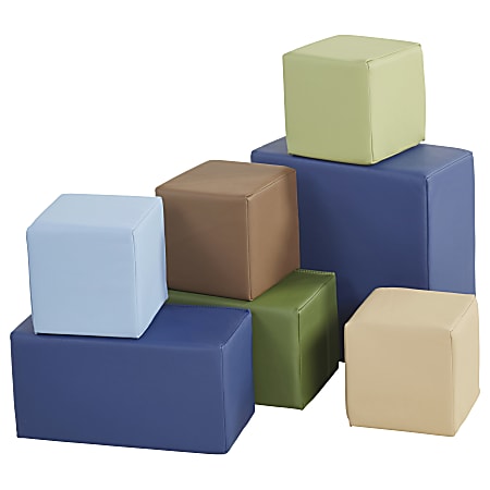 ECR4Kids SoftZone® Big Blocks, 8"H x 8"W x 15 3/8"D, Earth Tone, Pack Of 7