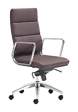 Zuo Modern® Engineer High-Back Office Chair, Espresso/Chrome