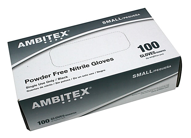 Tradex International Powder-Free Nitrile General Purpose Gloves, Small, Black, Box Of 100