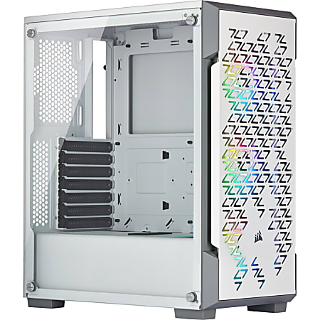Corsair iCUE 220T RGB Airflow Tempered Glass Mid-Tower Smart Case - White - Mid-tower - White - Steel, Tempered Glass - 4 x Bay - 3 x 0.47" x Fans Installed - 0 - Mini ITX, ATX, Micro ATX Motherboard Supported - 6 x Fans Supported
