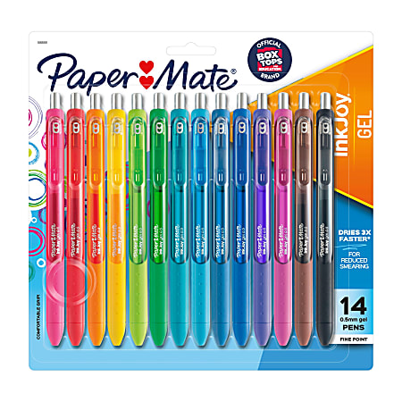 Paper Mate® InkJoy Retractable Gel Pens, Fine Point, 0.5 mm, Assorted Colors, Pack Of 14 Pens