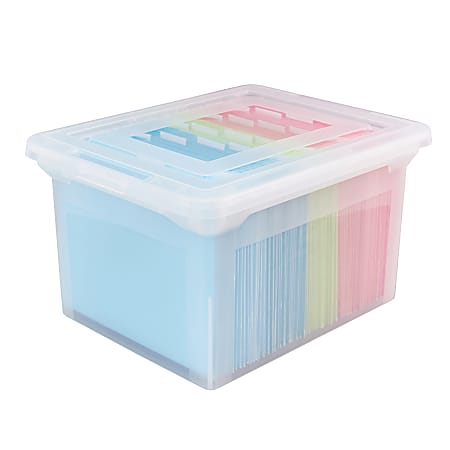 Staples Hanging File Box, Snap Lid, Letter/Legal Size, Clear