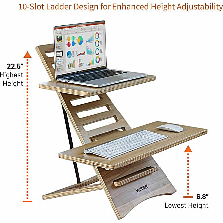 Victor DC175A 17 W Acacia Wood Laptop Standing Desk With Two Work