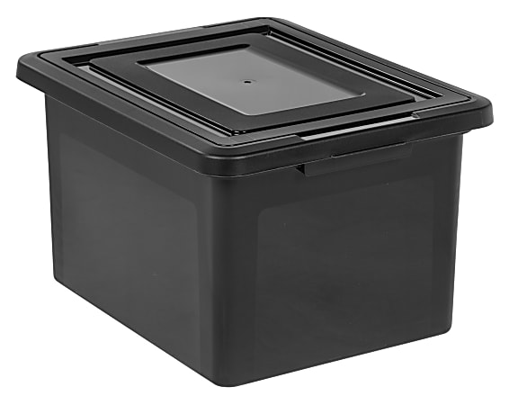 Office Depot Brand Stackable File Tote Box Letter Size 10 710 H x 22 45 D x  13 710 W ClearBlack - Office Depot