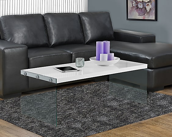 Monarch Specialties Coffee Table With Glass Base, Rectangle,