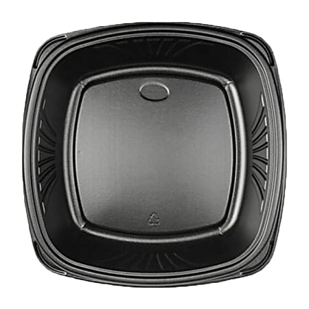 Forum Plates With Square Bases, 9", Black, Pack