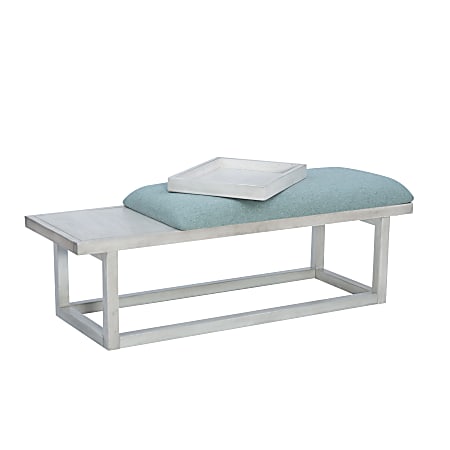Powell Martinez Padded Bench With Tray 18 H x 52 W x 17 12 D WhitewashAqua Office Depot