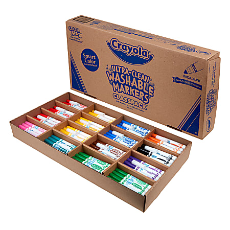 Crayola Ultra-Clean Markers, Broad Tip, Assorted Colors, Pack Of 200 Markers