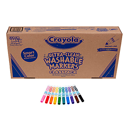 Crayola Ultra Clean Markers Broad Tip Assorted Colors Pack Of 200