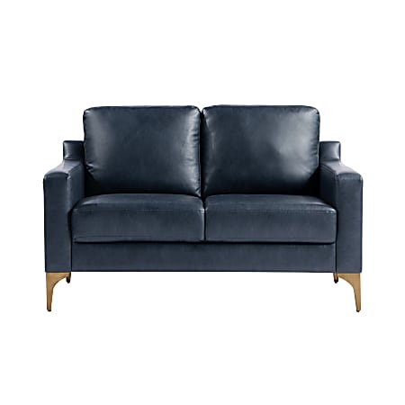 Lifestyle Solutions Serta Florence Faux Leather Loveseat, 35”H x 55-1/2”W x 33-1/2”D, Navy