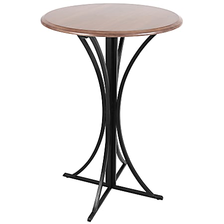 Lumisource Boro Contemporary Bar Table, Round, Walnut/Black