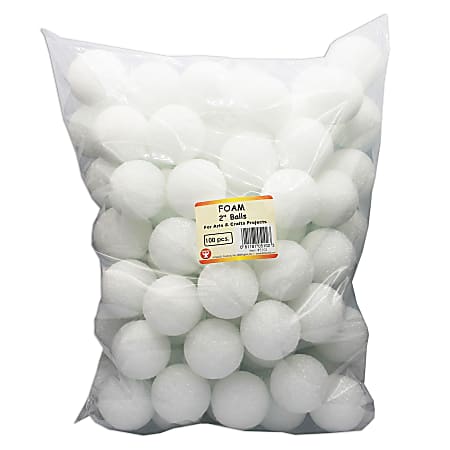Hygloss® Craft Foam Balls, 2 Inch, White, Pack Of 100