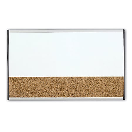 Quartet® ARC™ Magnetic Combination Dry-Erase/Cork Cubicle Board, 30" x 18", Silver Aluminum Frame