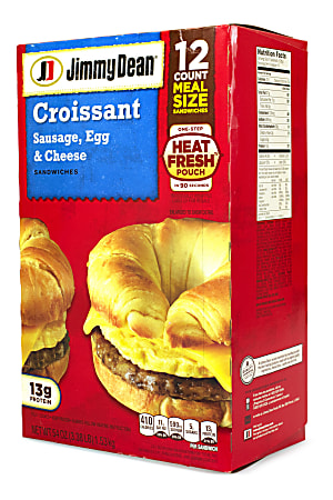Jimmy Dean Sausage, Egg and Cheese Croissant Breakfast Sandwiches, 54.08  Oz, Box Of 12 Sandwiches