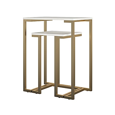 Ameriwood™ Home Camila Nesting Tables, 30"H x 23-5/8"W x 15-3/4"D, Gold/White, Set Of 2 Tables