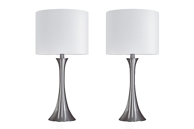 LumiSource Lenuxe Contemporary Table Lamps, 24-1/4”H, White
