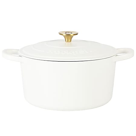 Crock-Pot Artisan 7-Quart Enameled Cast Iron Round Dutch Oven With Lid, Linen
