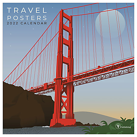 TF Publishing Arts & Entertainment Wall Calendar, 12" x 12", Travel Posters, January To December 2022