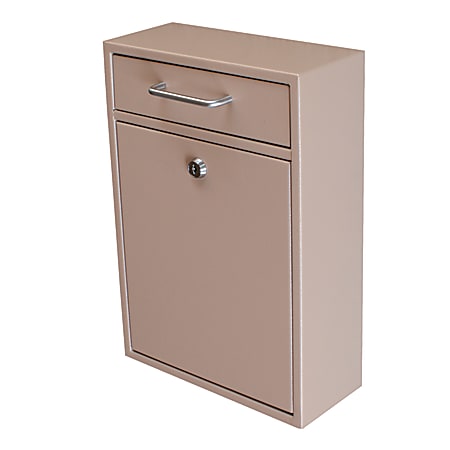 Mail Boss Locking Security Drop Box, 16 1/4"H x 11 1/4"W x 4 3/4"D, Tan