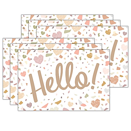 Teacher Created Resources Postcards, 4" x 6", Terrazzo Tones Hello, 30 Postcards Per Pack, Bundle Of 6 Packs