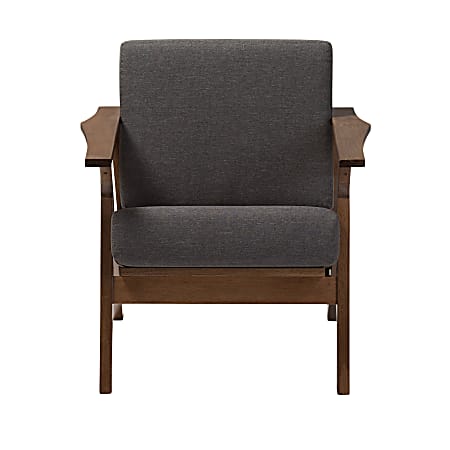 Baxton Studio Elena Fabric Lounge Chair, Gray/Dark Walnut